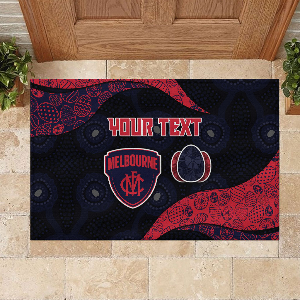 Personalized Melbourne Football Rubber Doormat Easter Egg Pattern Red Navy Tribal Dot Art Style