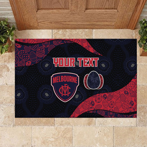 Personalized Melbourne Football Rubber Doormat Easter Egg Pattern Red Navy Tribal Dot Art Style