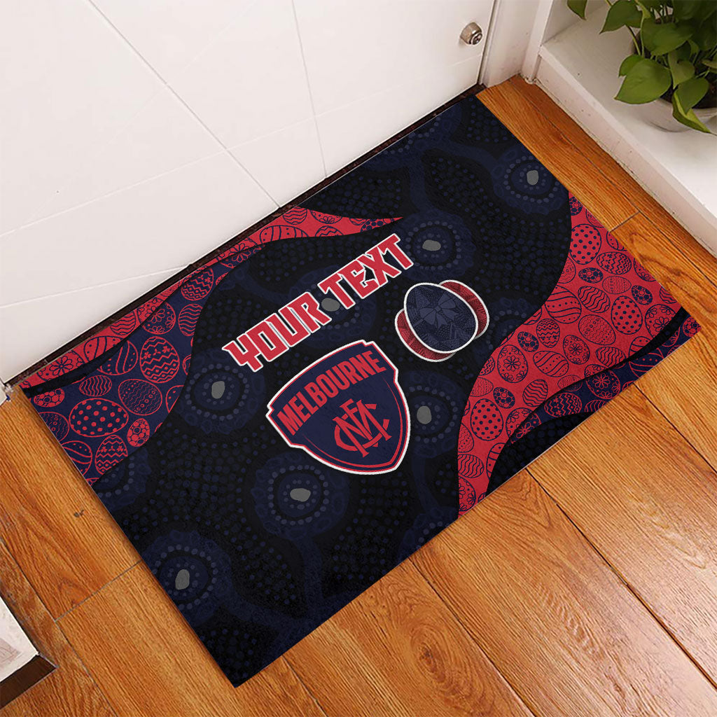 Personalized Melbourne Football Rubber Doormat Easter Egg Pattern Red Navy Tribal Dot Art Style