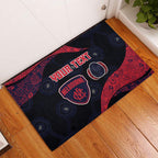 Personalized Melbourne Football Rubber Doormat Easter Egg Pattern Red Navy Tribal Dot Art Style