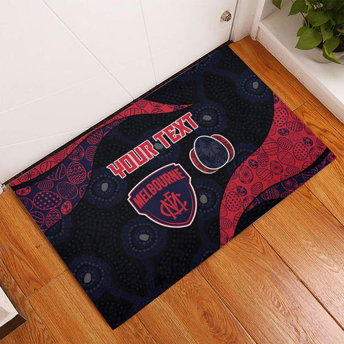 Personalized Melbourne Football Rubber Doormat Easter Egg Pattern Red Navy Tribal Dot Art Style