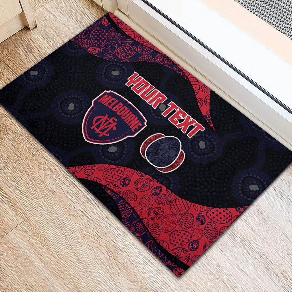 Personalized Melbourne Football Rubber Doormat Easter Egg Pattern Red Navy Tribal Dot Art Style
