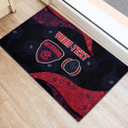 Personalized Melbourne Football Rubber Doormat Easter Egg Pattern Red Navy Tribal Dot Art Style