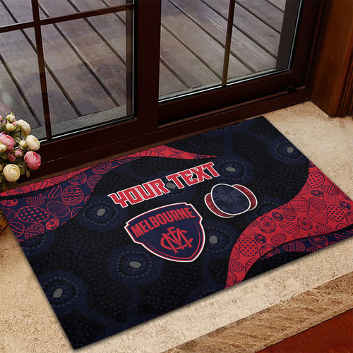 Personalized Melbourne Football Rubber Doormat Easter Egg Pattern Red Navy Tribal Dot Art Style