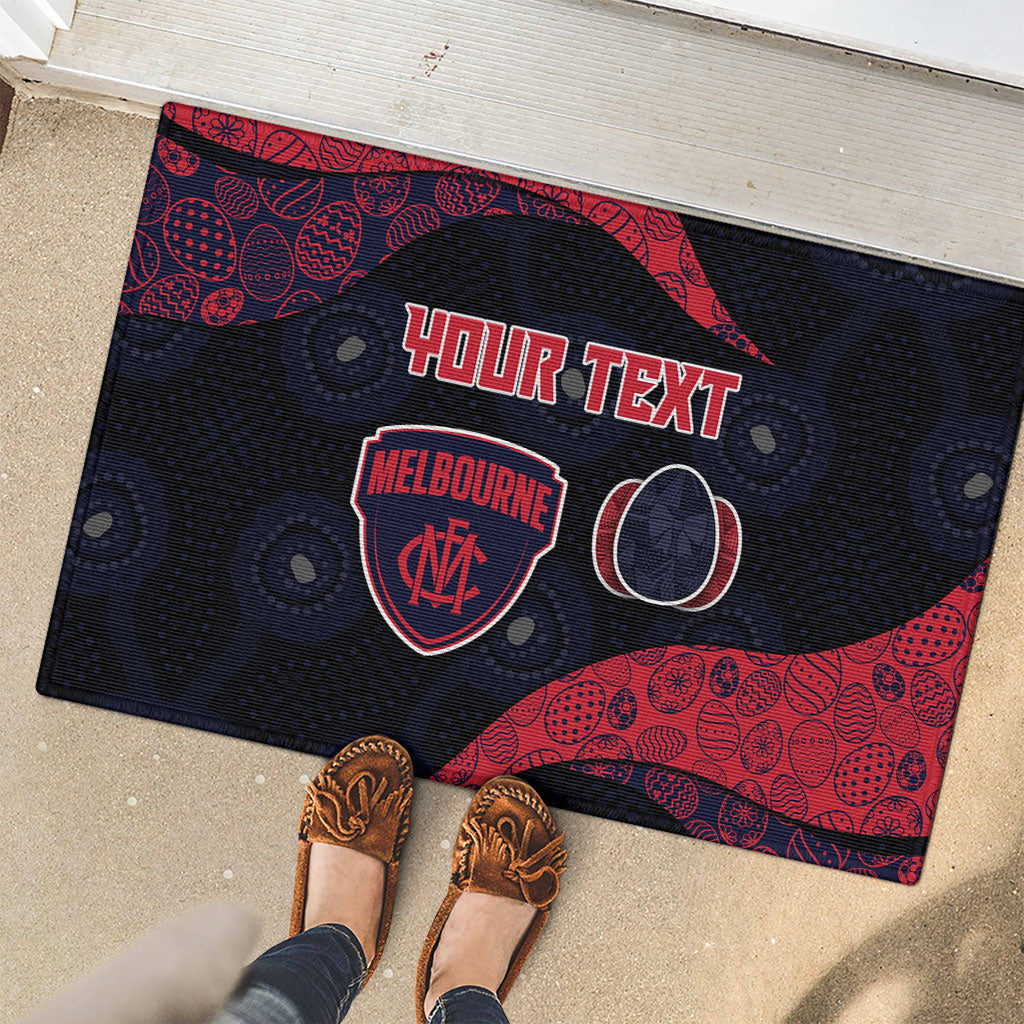 Personalized Melbourne Football Rubber Doormat Easter Egg Pattern Red Navy Tribal Dot Art Style