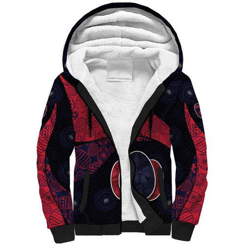 Personalized Melbourne Football Sherpa Hoodie Easter Egg Pattern Red Navy Tribal Dot Art Style