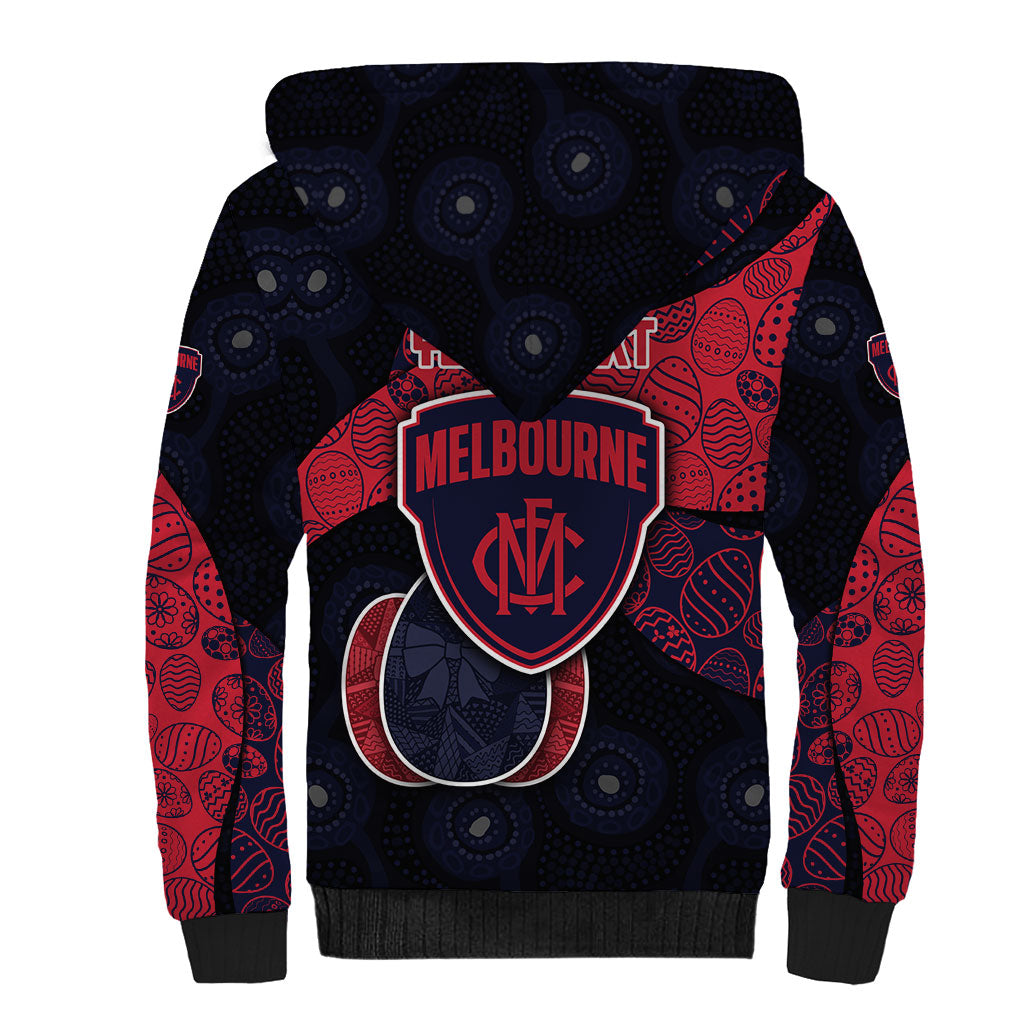 Personalized Melbourne Football Sherpa Hoodie Easter Egg Pattern Red Navy Tribal Dot Art Style