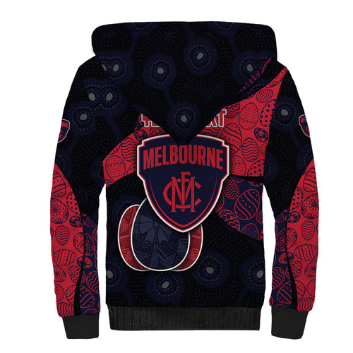 Personalized Melbourne Football Sherpa Hoodie Easter Egg Pattern Red Navy Tribal Dot Art Style