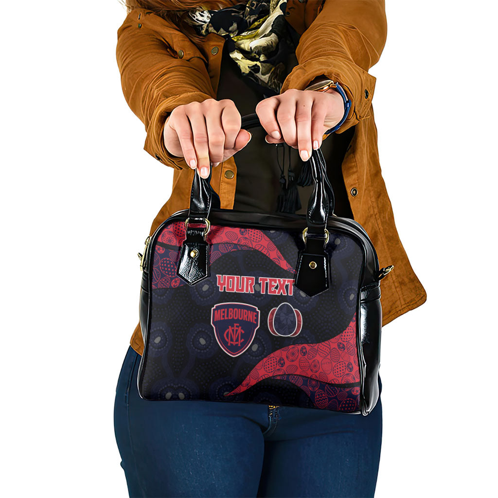 Personalized Melbourne Football Shoulder Handbag Easter Egg Pattern Red Navy Tribal Dot Art Style