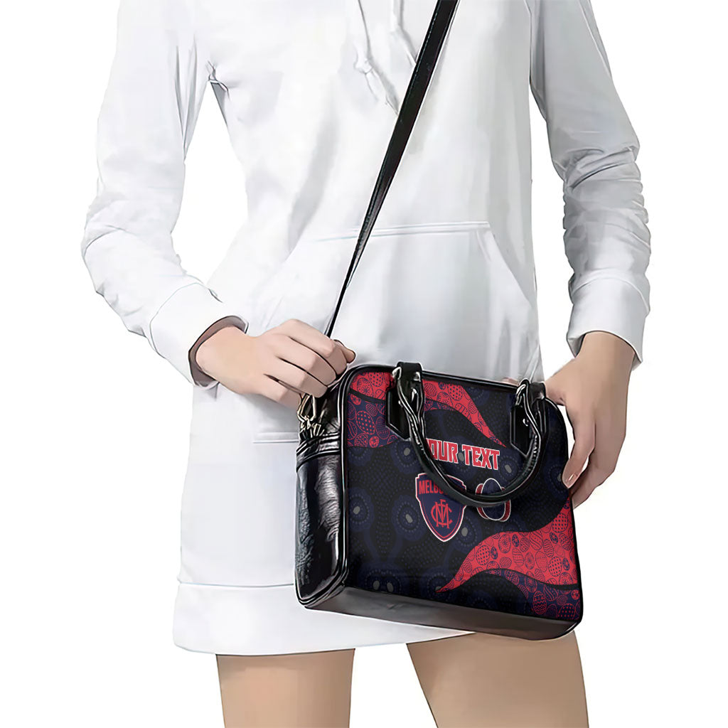Personalized Melbourne Football Shoulder Handbag Easter Egg Pattern Red Navy Tribal Dot Art Style