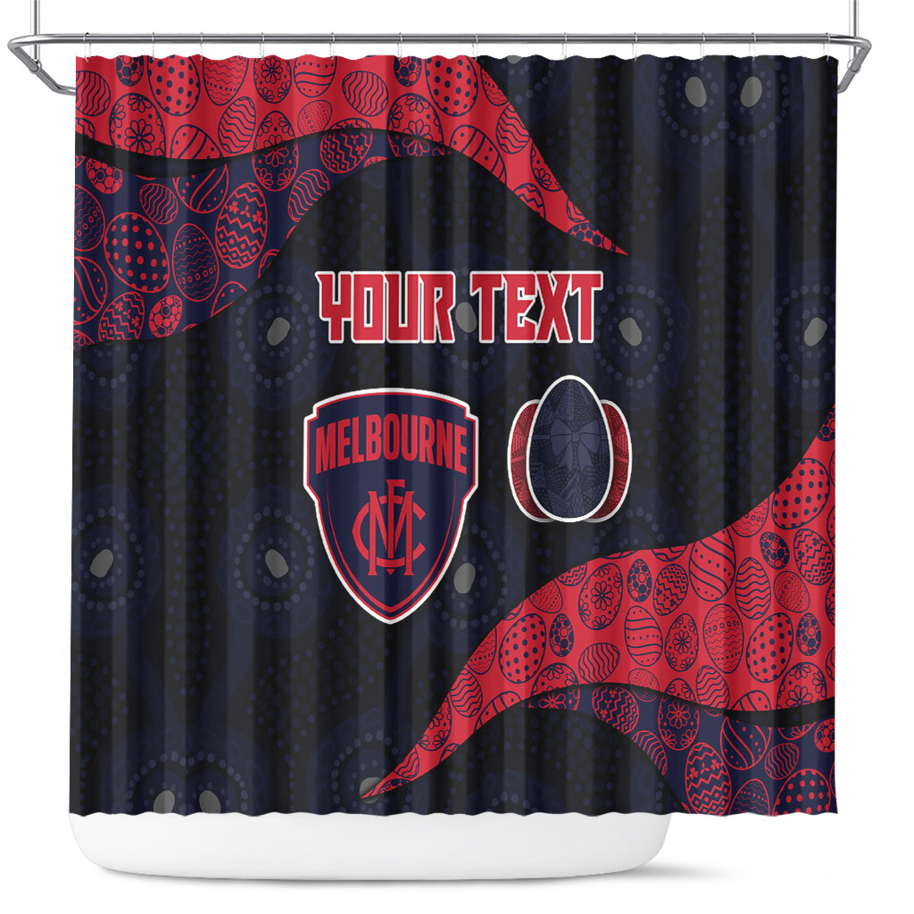 Personalized Melbourne Football Shower Curtain Easter Egg Pattern Red Navy Tribal Dot Art Style