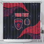 Personalized Melbourne Football Shower Curtain Easter Egg Pattern Red Navy Tribal Dot Art Style