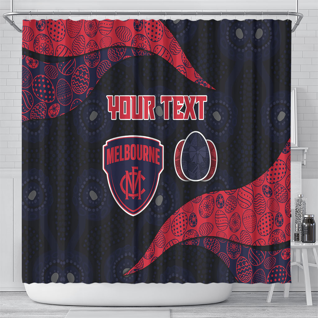 Personalized Melbourne Football Shower Curtain Easter Egg Pattern Red Navy Tribal Dot Art Style