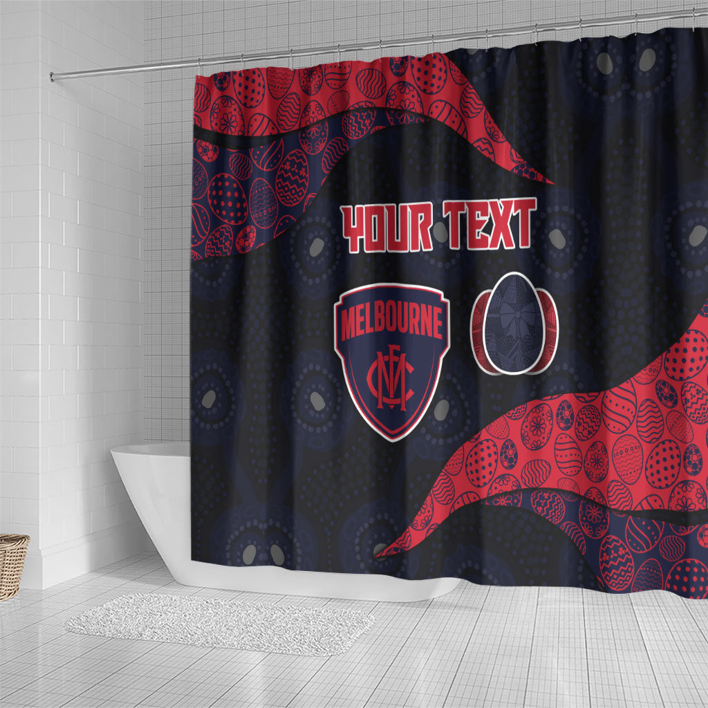 Personalized Melbourne Football Shower Curtain Easter Egg Pattern Red Navy Tribal Dot Art Style