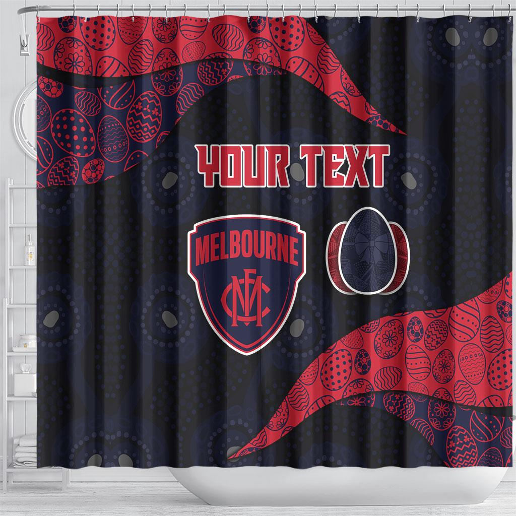 Personalized Melbourne Football Shower Curtain Easter Egg Pattern Red Navy Tribal Dot Art Style