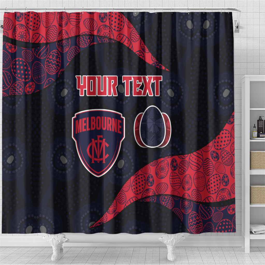 Personalized Melbourne Football Shower Curtain Easter Egg Pattern Red Navy Tribal Dot Art Style