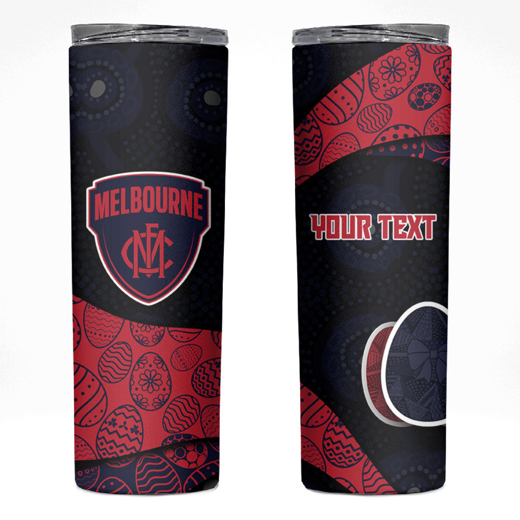 Personalized Melbourne Football Skinny Tumbler Easter Egg Pattern Red Navy Tribal Dot Art Style