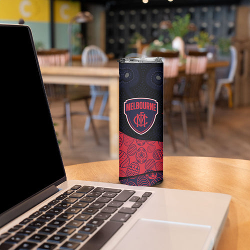 Personalized Melbourne Football Skinny Tumbler Easter Egg Pattern Red Navy Tribal Dot Art Style