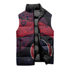 Personalized Melbourne Football Sleeveless Puffer Jacket Easter Egg Pattern Red Navy Tribal Dot Art Style