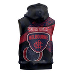 Personalized Melbourne Football Sleeveless Zip Hoodie Easter Egg Pattern Red Navy Tribal Dot Art Style
