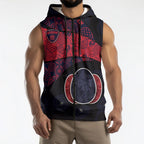 Personalized Melbourne Football Sleeveless Zip Hoodie Easter Egg Pattern Red Navy Tribal Dot Art Style