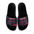 Personalized Melbourne Football Slide Sandals Easter Egg Pattern Red Navy Tribal Dot Art Style