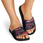 Personalized Melbourne Football Slide Sandals Easter Egg Pattern Red Navy Tribal Dot Art Style