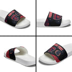 Personalized Melbourne Football Slide Sandals Easter Egg Pattern Red Navy Tribal Dot Art Style