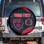 Personalized Melbourne Football Spare Tire Cover Easter Egg Pattern Red Navy Tribal Dot Art Style