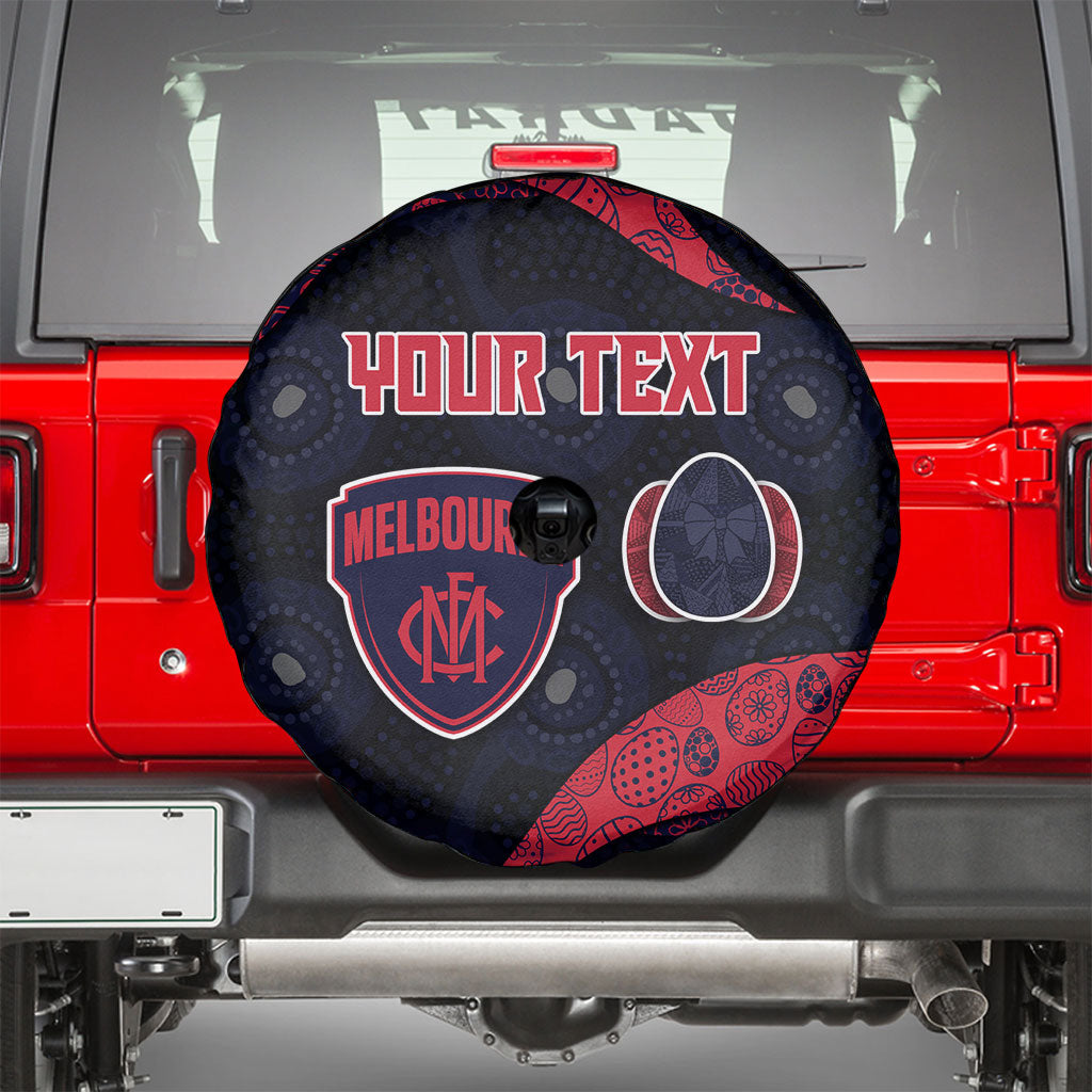 Personalized Melbourne Football Spare Tire Cover Easter Egg Pattern Red Navy Tribal Dot Art Style