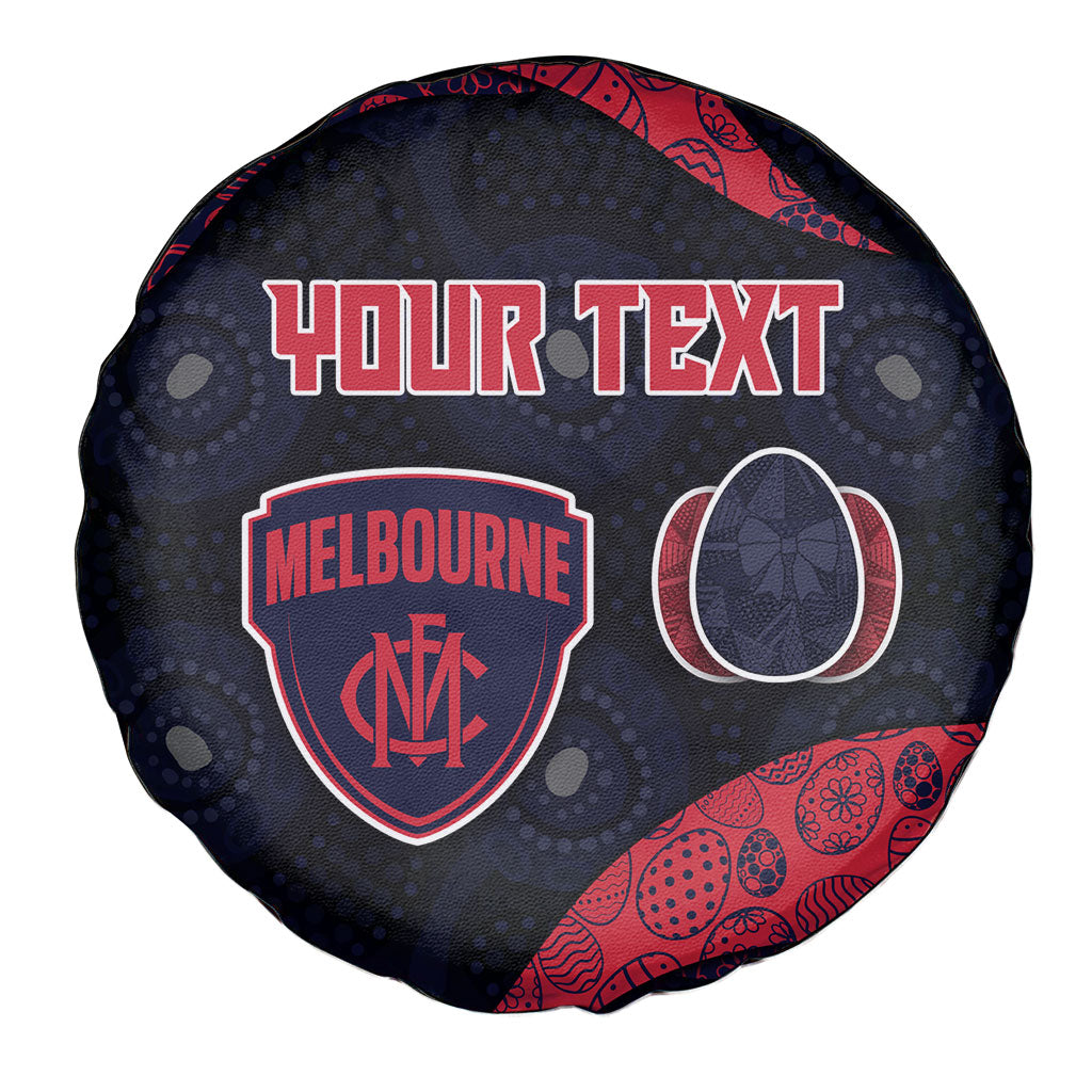 Personalized Melbourne Football Spare Tire Cover Easter Egg Pattern Red Navy Tribal Dot Art Style