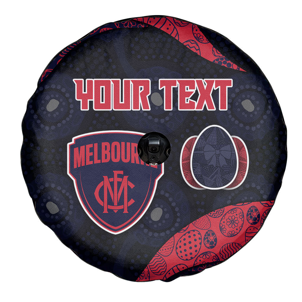 Personalized Melbourne Football Spare Tire Cover Easter Egg Pattern Red Navy Tribal Dot Art Style