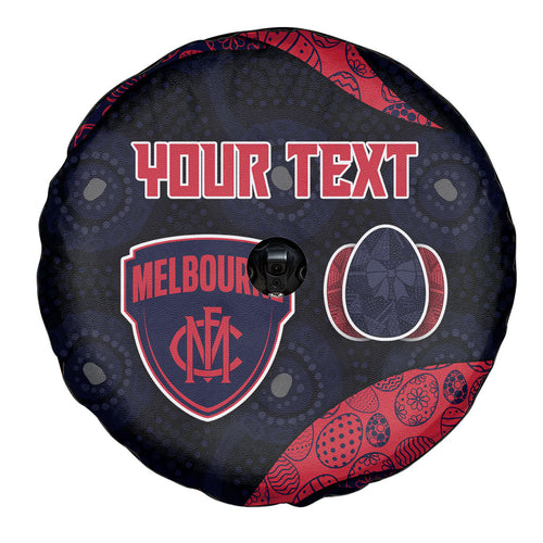 Personalized Melbourne Football Spare Tire Cover Easter Egg Pattern Red Navy Tribal Dot Art Style