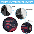 Personalized Melbourne Football Spare Tire Cover Easter Egg Pattern Red Navy Tribal Dot Art Style