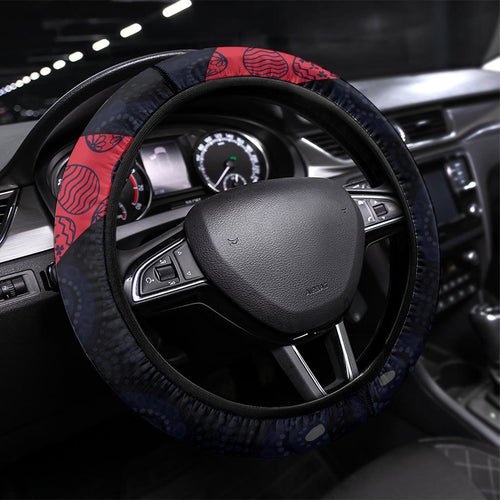 Melbourne Football Steering Wheel Cover Easter Egg Pattern Red Navy Tribal Dot Art Style