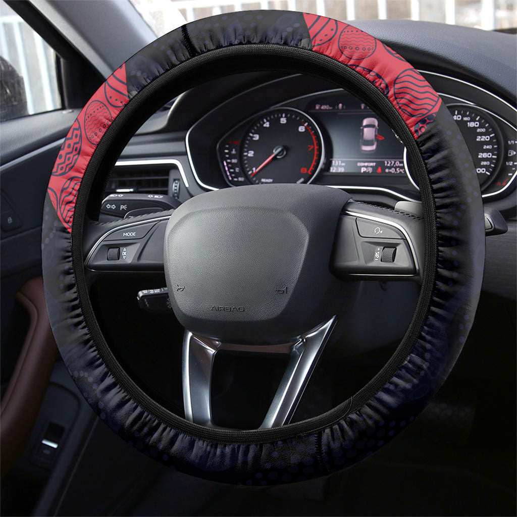 Melbourne Football Steering Wheel Cover Easter Egg Pattern Red Navy Tribal Dot Art Style