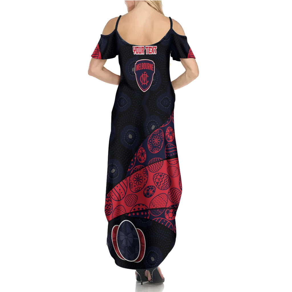 Personalized Melbourne Football Summer Maxi Dress Easter Egg Pattern Red Navy Tribal Dot Art Style