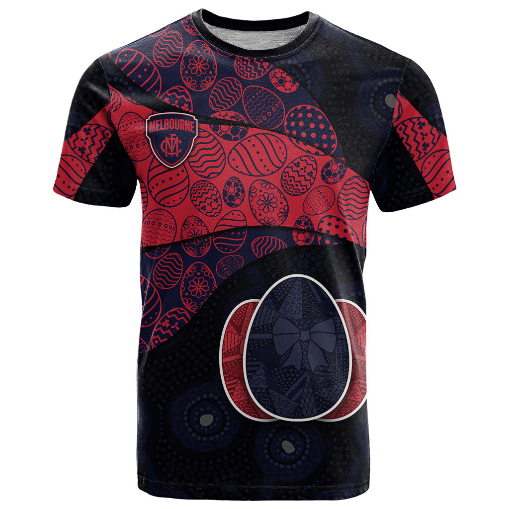 Personalized Melbourne Football T Shirt Easter Egg Pattern Red Navy Tribal Dot Art Style