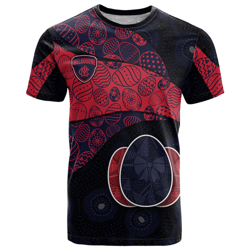 Personalized Melbourne Football T Shirt Easter Egg Pattern Red Navy Tribal Dot Art Style