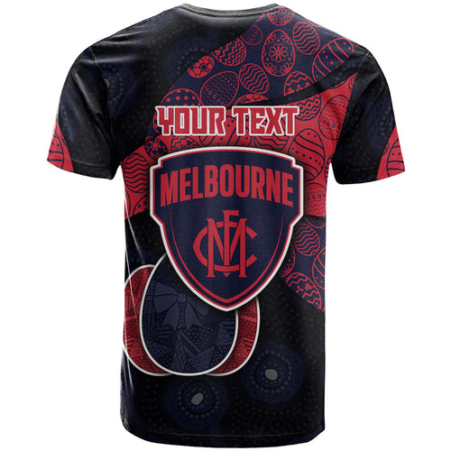 Personalized Melbourne Football T Shirt Easter Egg Pattern Red Navy Tribal Dot Art Style