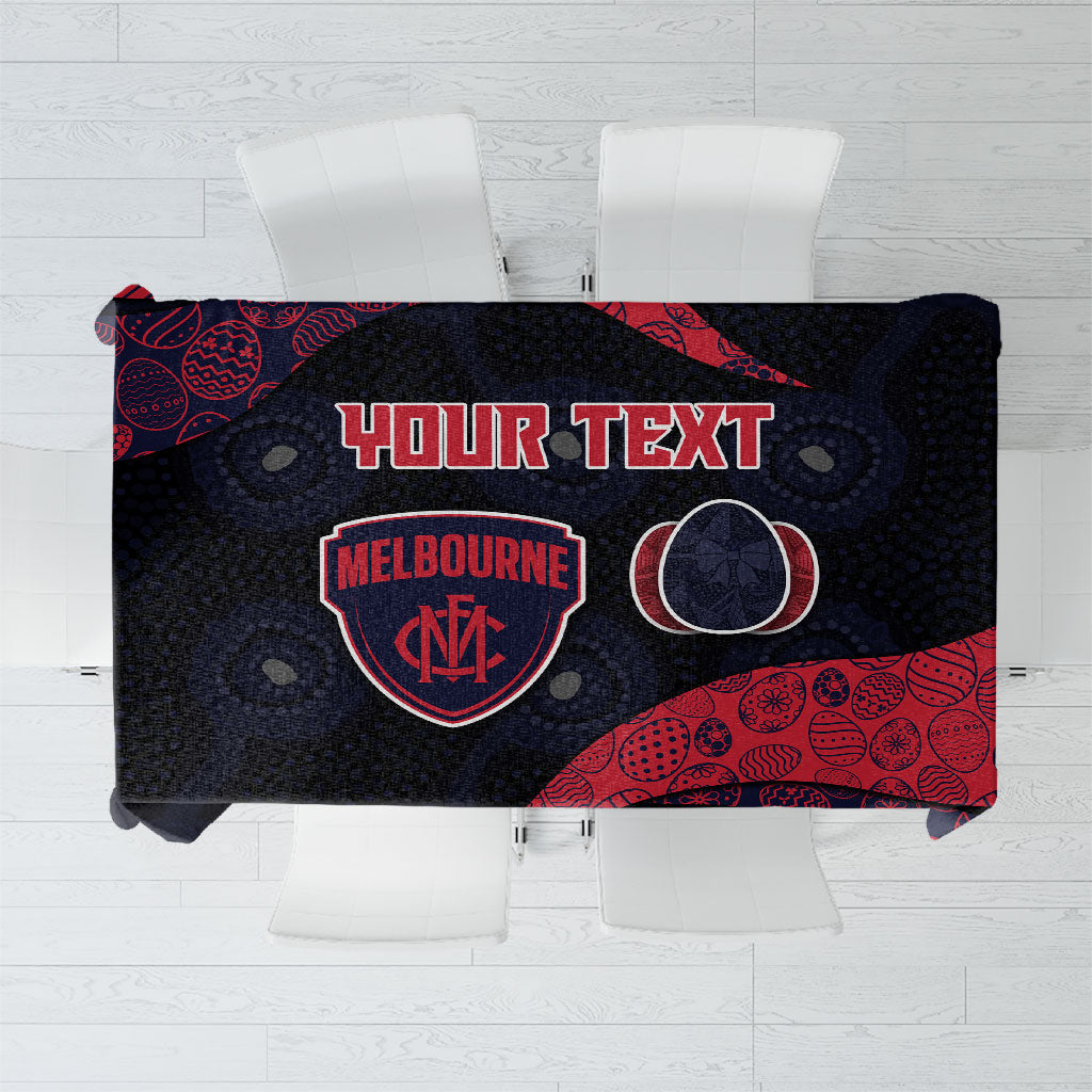 Personalized Melbourne Football Tablecloth Easter Egg Pattern Red Navy Tribal Dot Art Style
