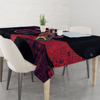 Personalized Melbourne Football Tablecloth Easter Egg Pattern Red Navy Tribal Dot Art Style
