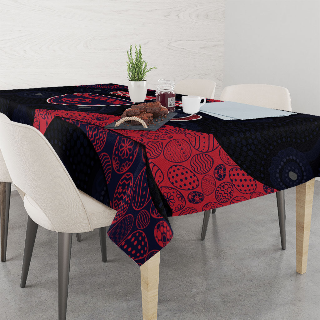 Personalized Melbourne Football Tablecloth Easter Egg Pattern Red Navy Tribal Dot Art Style