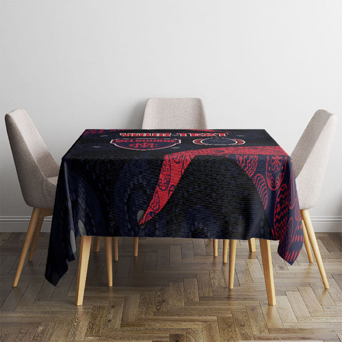 Personalized Melbourne Football Tablecloth Easter Egg Pattern Red Navy Tribal Dot Art Style