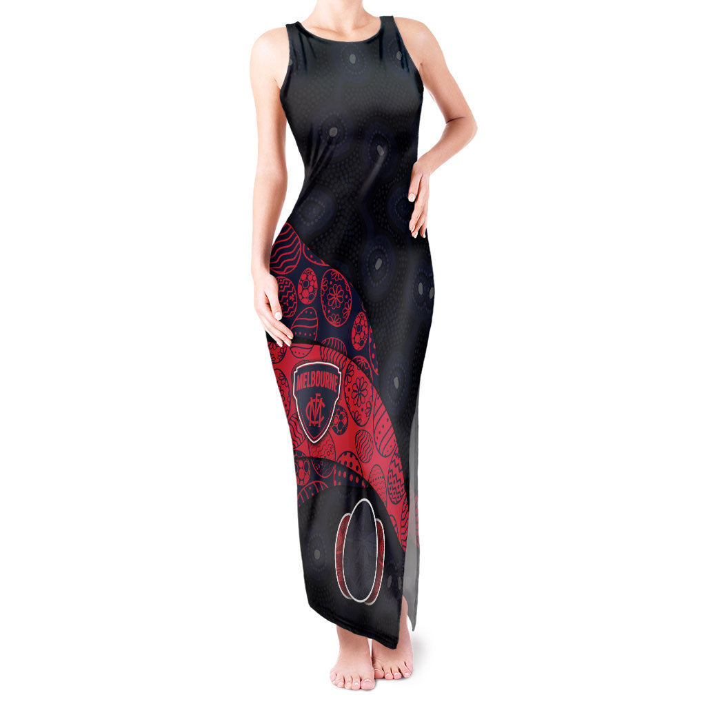 Personalized Melbourne Football Tank Maxi Dress Easter Egg Pattern Red Navy Tribal Dot Art Style
