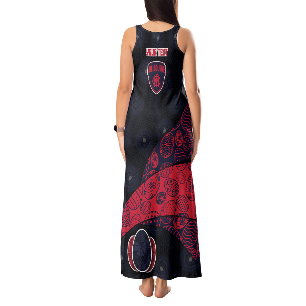 Personalized Melbourne Football Tank Maxi Dress Easter Egg Pattern Red Navy Tribal Dot Art Style