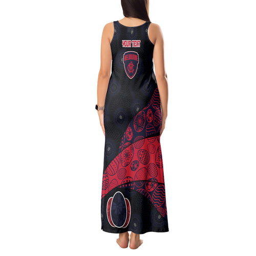 Personalized Melbourne Football Tank Maxi Dress Easter Egg Pattern Red Navy Tribal Dot Art Style