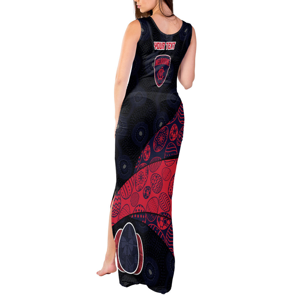 Personalized Melbourne Football Tank Maxi Dress Easter Egg Pattern Red Navy Tribal Dot Art Style