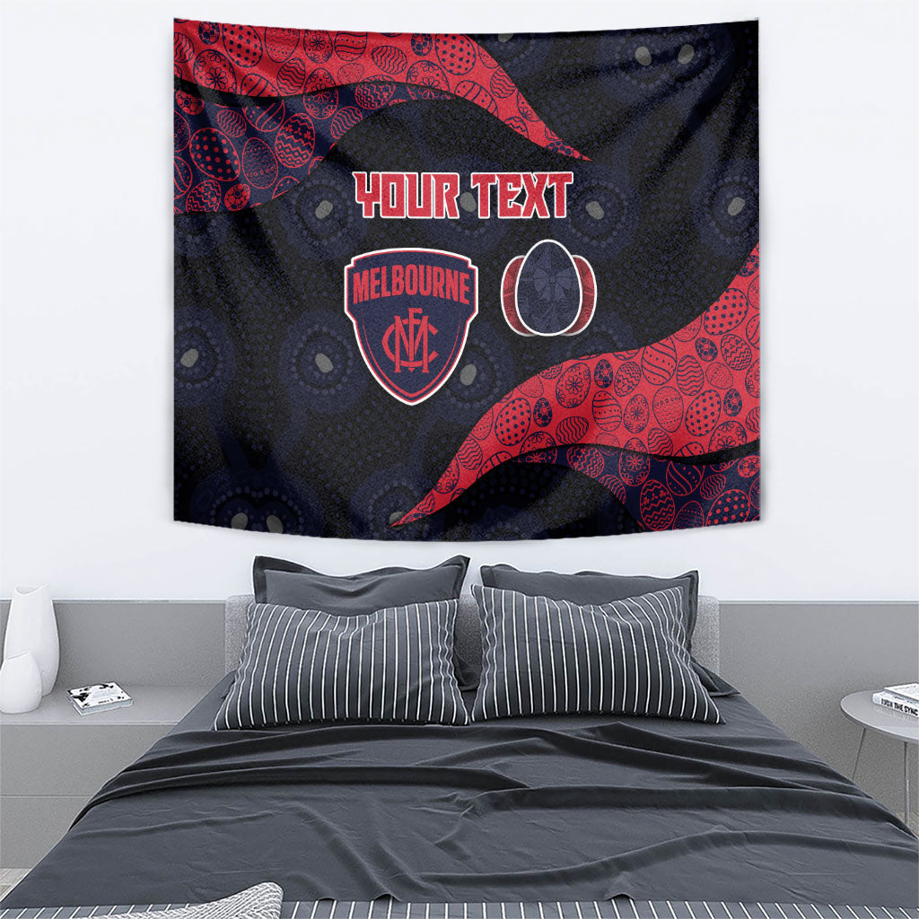 Personalized Melbourne Football Tapestry Easter Egg Pattern Red Navy Tribal Dot Art Style