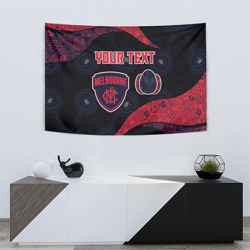 Personalized Melbourne Football Tapestry Easter Egg Pattern Red Navy Tribal Dot Art Style